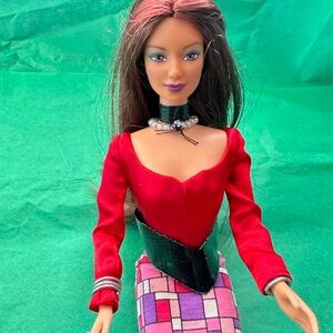 Mattel Red and Black Doll with Flowing Hair
